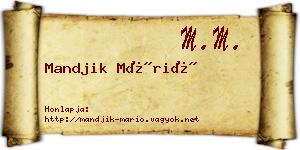 Mandjik Márió névjegykártya